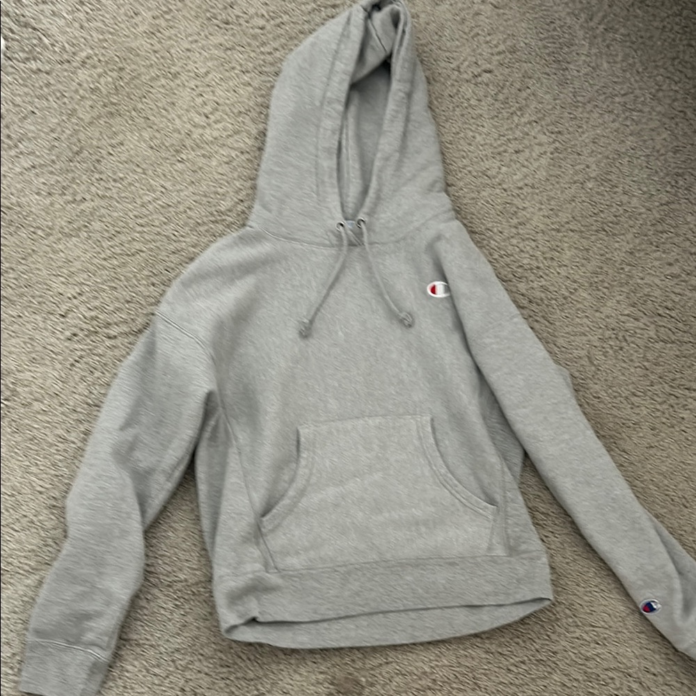 Champion Gray Pullover Sweater with Ribbed Cuffs